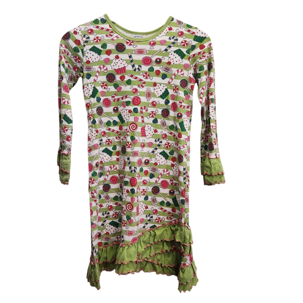 SARA'S PRINTS Girls Holiday PJs Whirl-and-Twirl Long Sleeve Nightgown Size 12